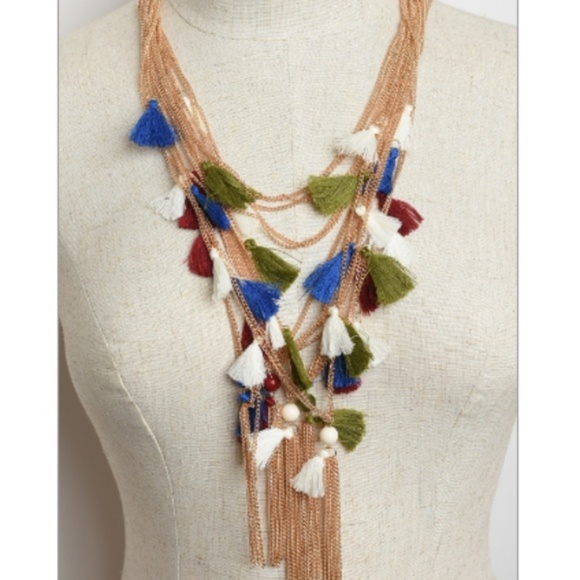 C.C. Boutique Jewelry - NWT Long Chain Tassel Gold Tone Statement Necklace